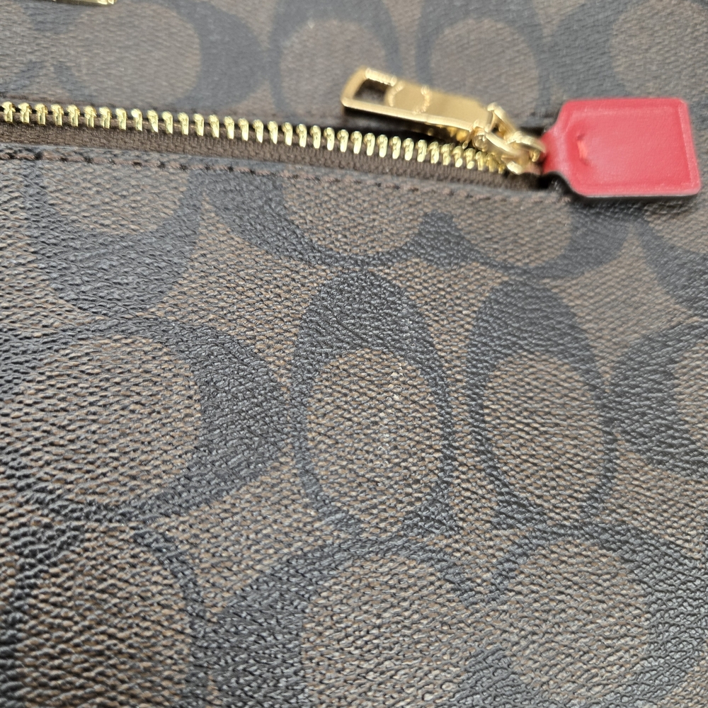 Coach Brown and Red Signature Crossbody Bag - Picture 7 of 11